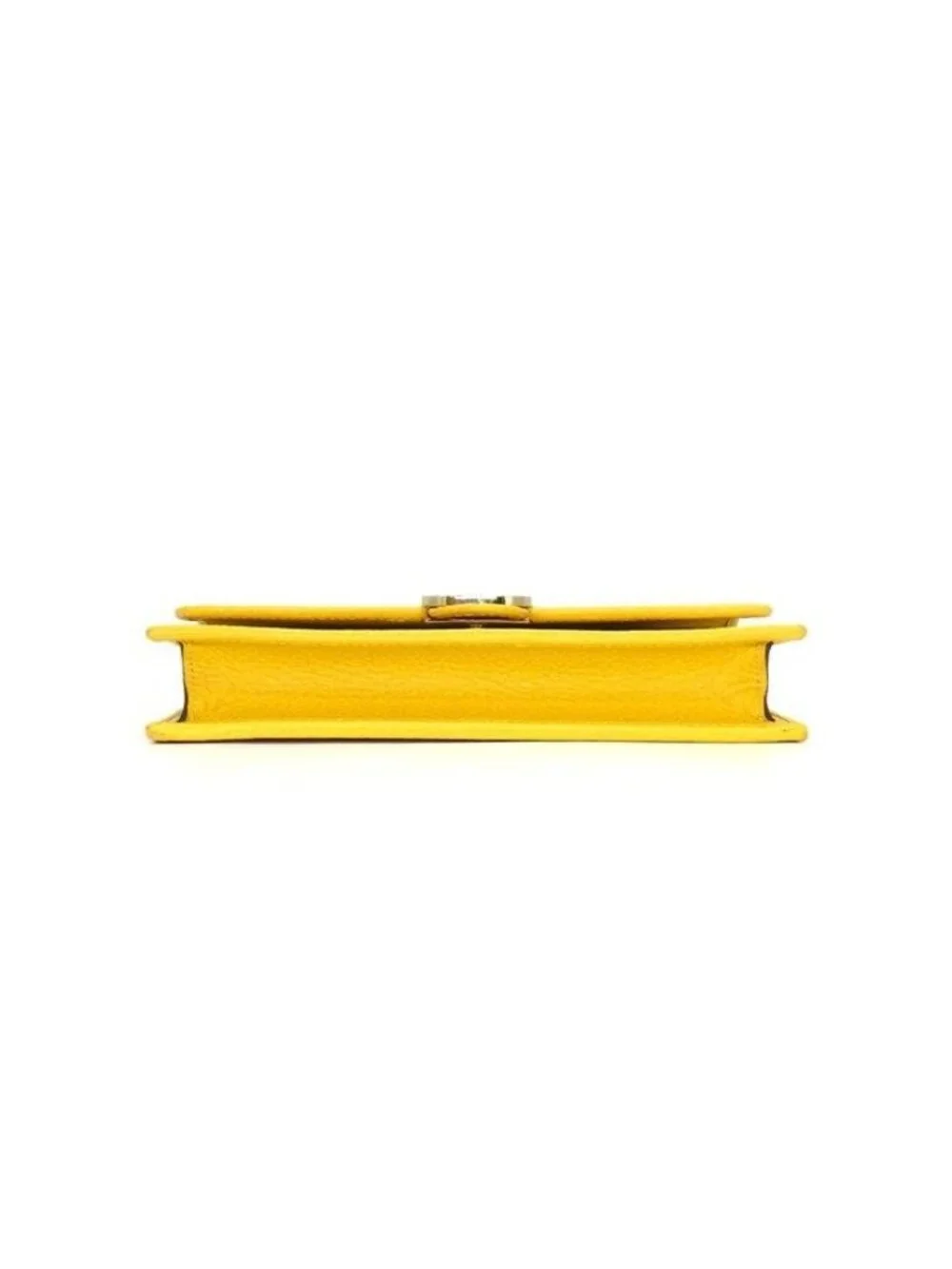 Gucci Shoulder Bag Clutch Interlocking G Chain Wallet Yellow Leather Gold